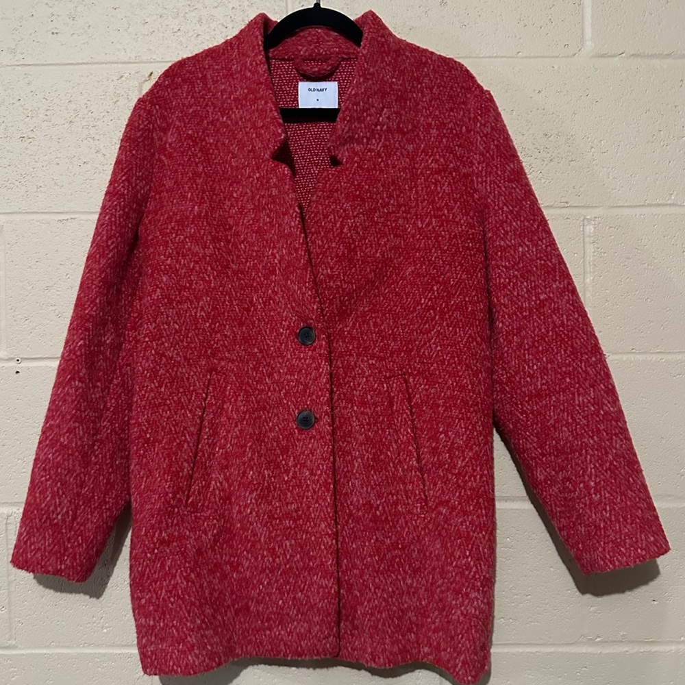 Old Navy women’s winter coat polyester and wool blend size medium in red